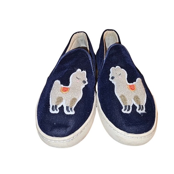 Soludos Shoes - Soludos Navy Blue Velvet Slip On Shoes Llama Women US Size 9‎ Anthropologie